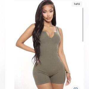 New W/ Tags Fashion Nova Notch On My Belt Romper Olive Green Large Women’s